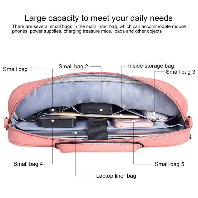 13.3 Inch Waterproof Anti-theft One-shoulder Handbag with Suitcase Belt | Navy Blue