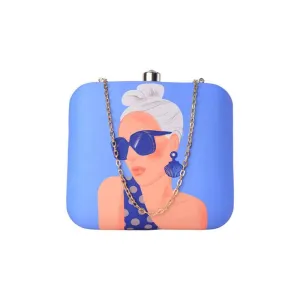 Artklim Blue Diva Printed Clutch