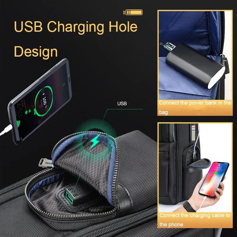 Black Multifunctional Anti-theft Laptop Backpack with Usb Charging Hole