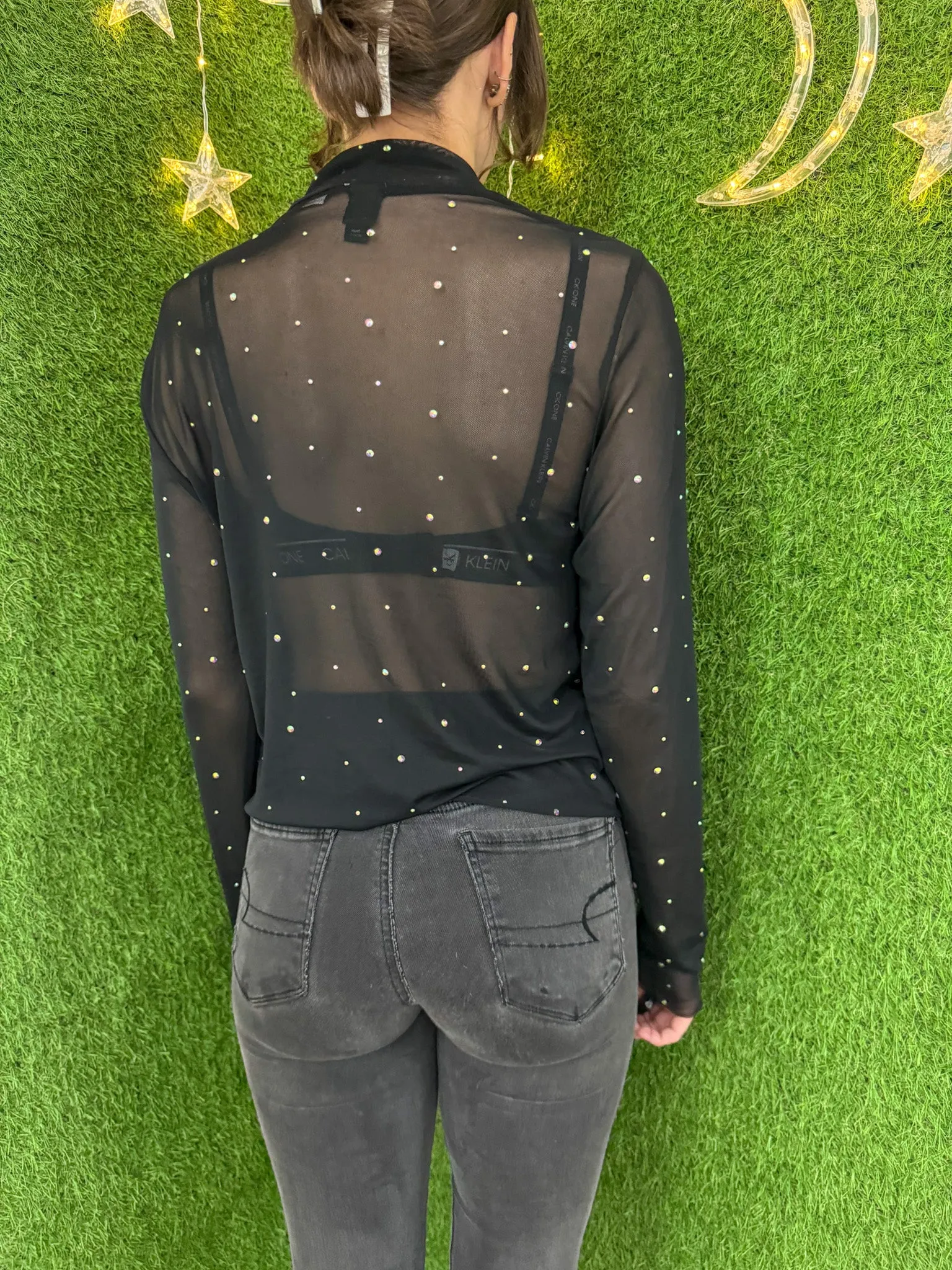 Brat Sheer Bedazzled Long Sleeve M