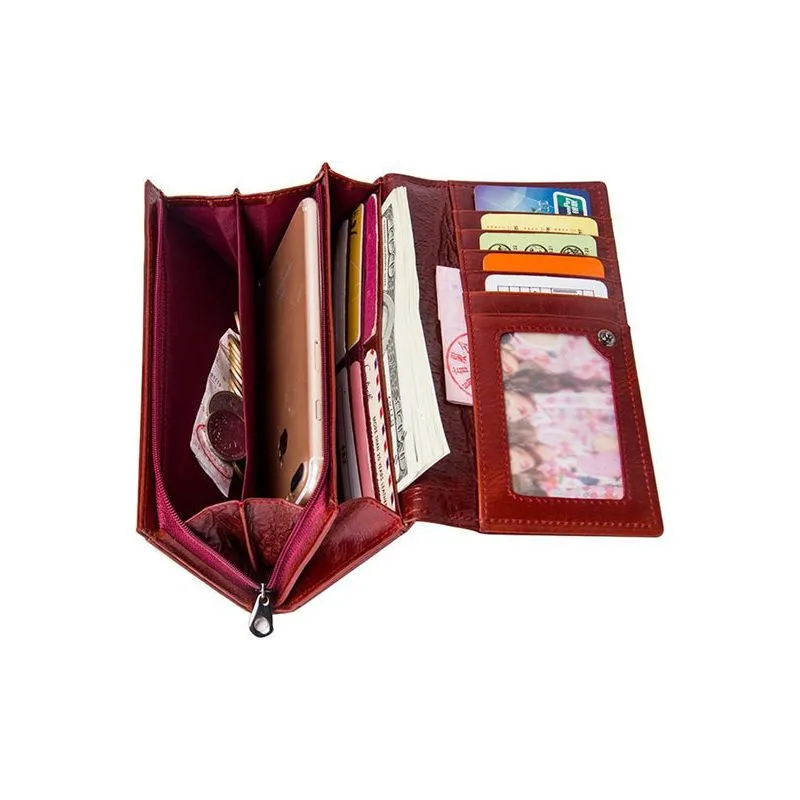 ChicGlam Cowhide Leather Long Wallet