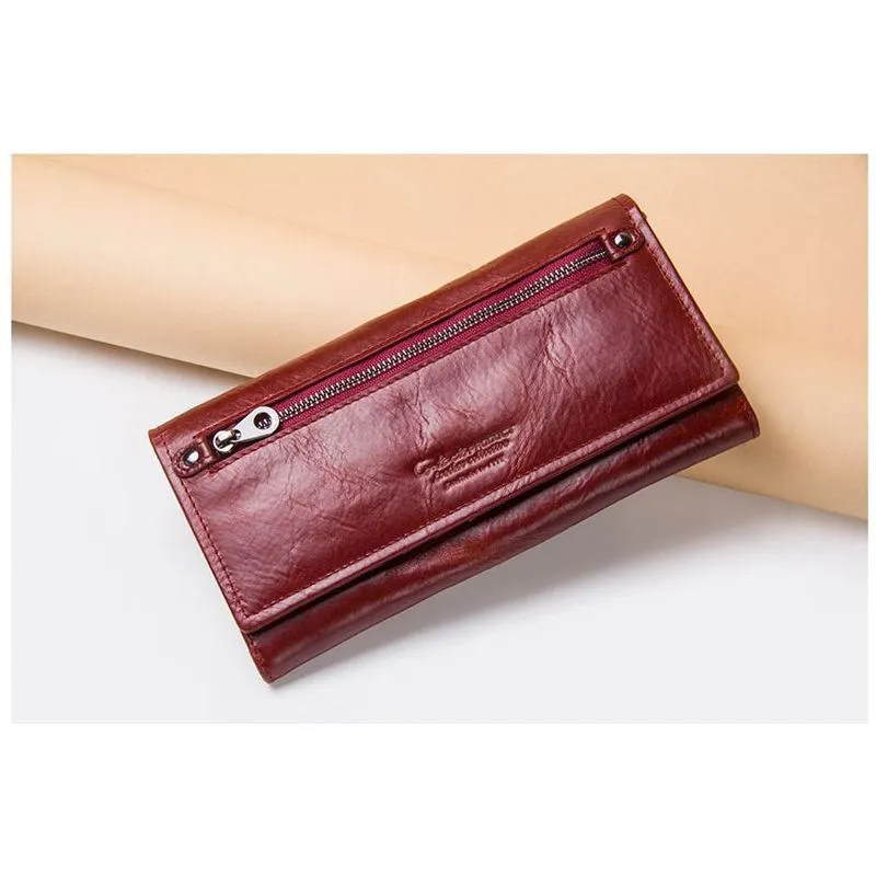 ChicGlam Cowhide Leather Long Wallet