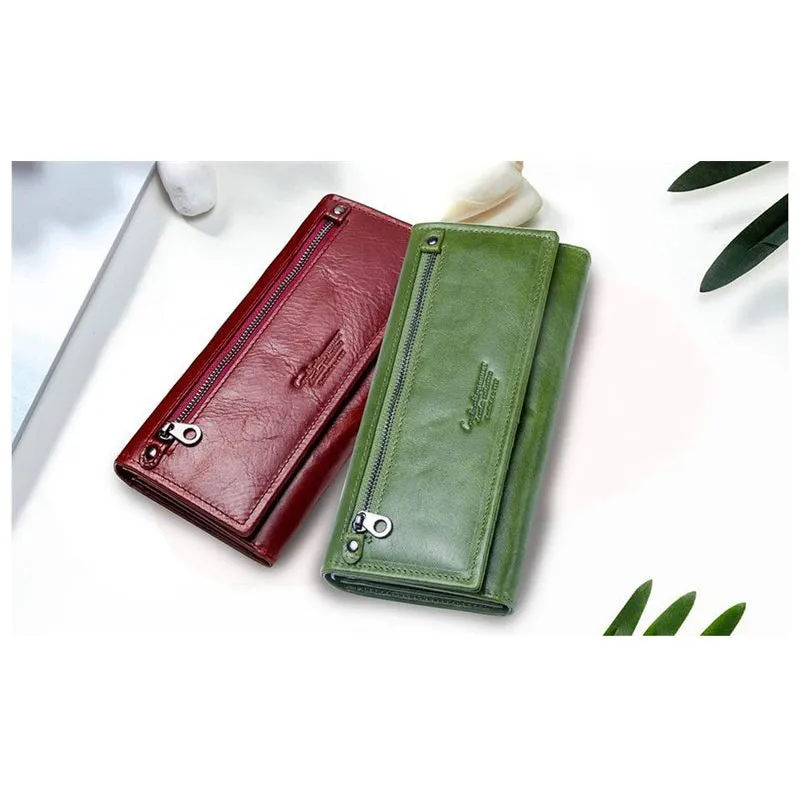 ChicGlam Cowhide Leather Long Wallet