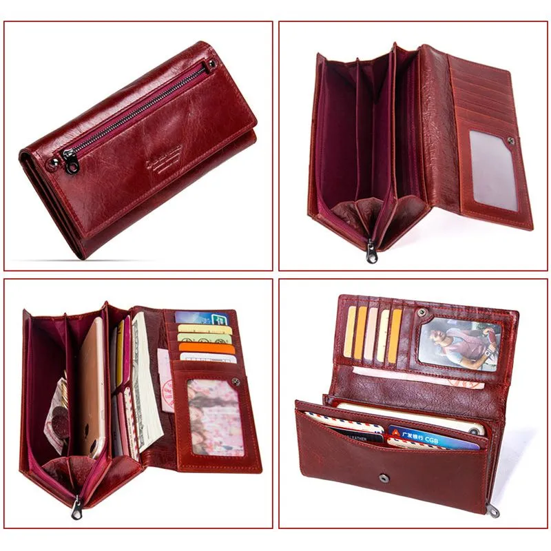 ChicGlam Cowhide Leather Long Wallet