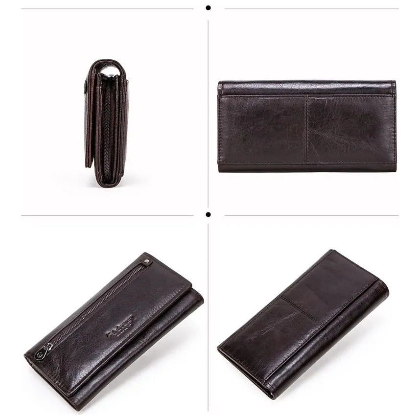 ChicGlam Cowhide Leather Long Wallet