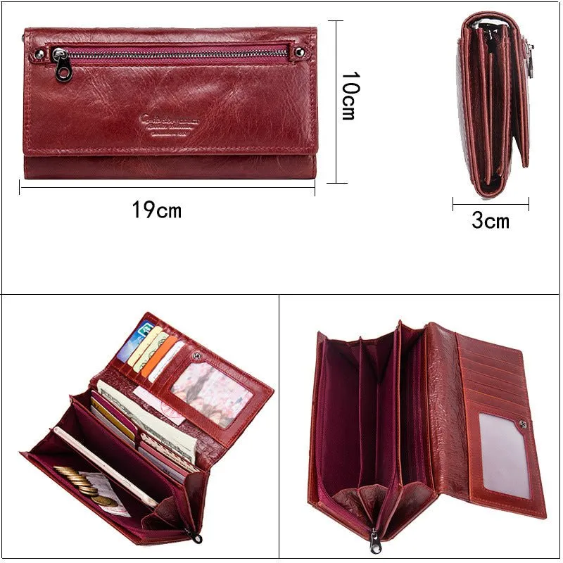 ChicGlam Cowhide Leather Long Wallet