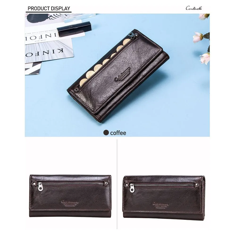 ChicGlam Cowhide Leather Long Wallet