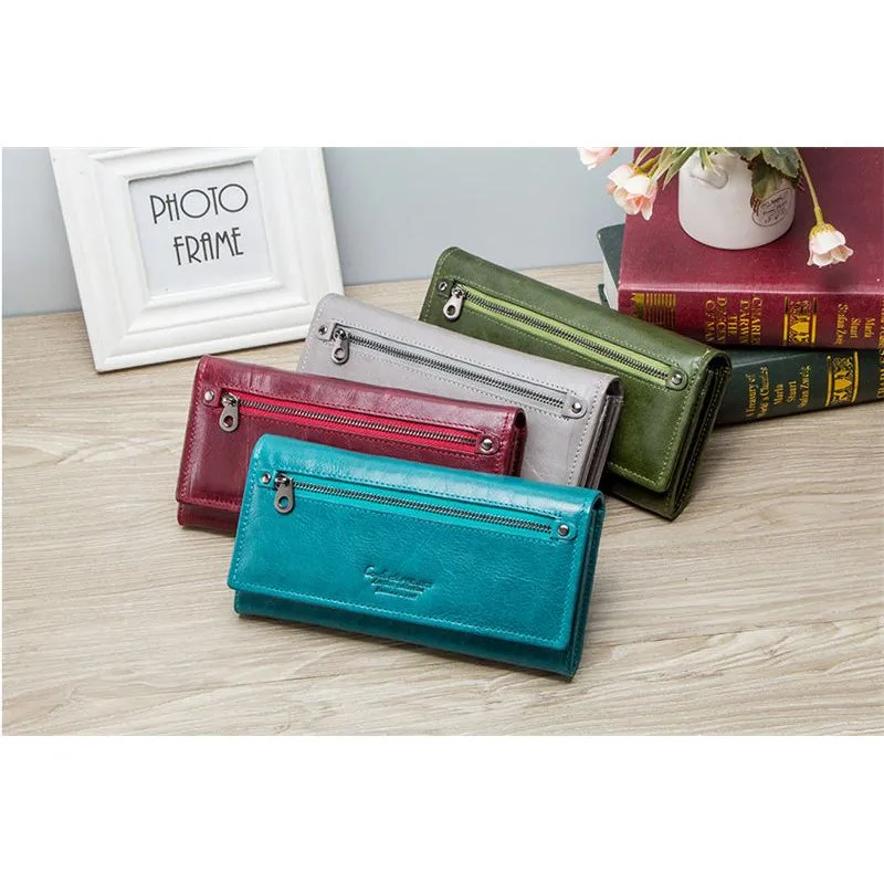ChicGlam Cowhide Leather Long Wallet