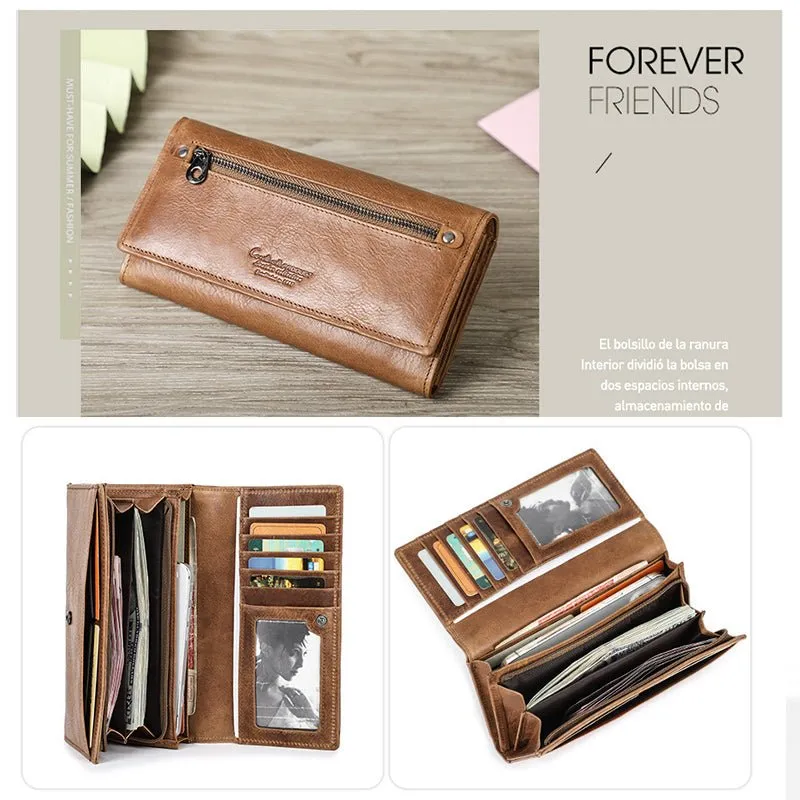 ChicGlam Cowhide Leather Long Wallet
