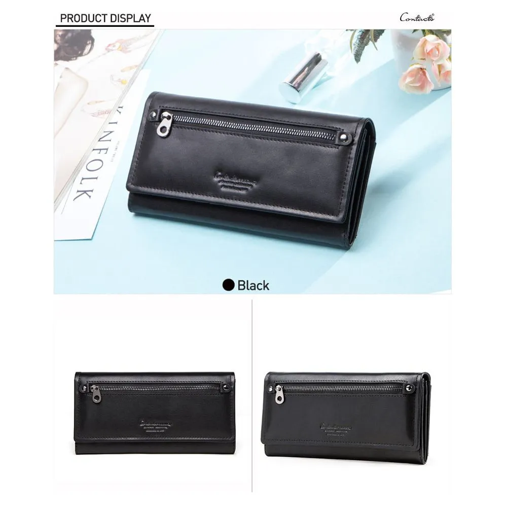 ChicGlam Cowhide Leather Long Wallet