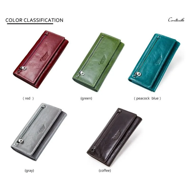 ChicGlam Cowhide Leather Long Wallet