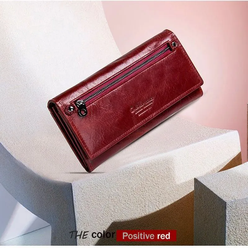 ChicGlam Cowhide Leather Long Wallet