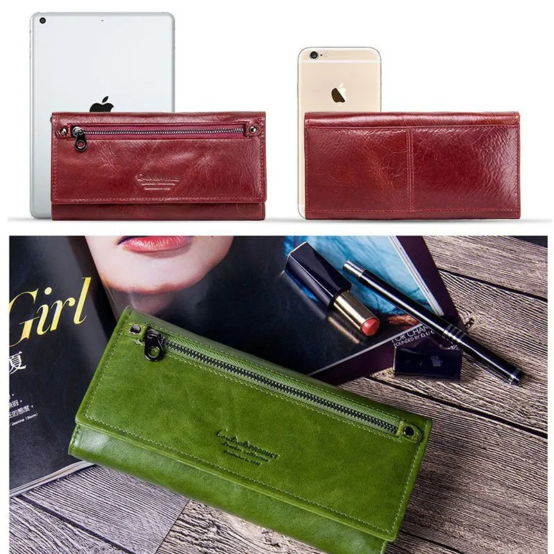 ChicGlam Cowhide Leather Long Wallet
