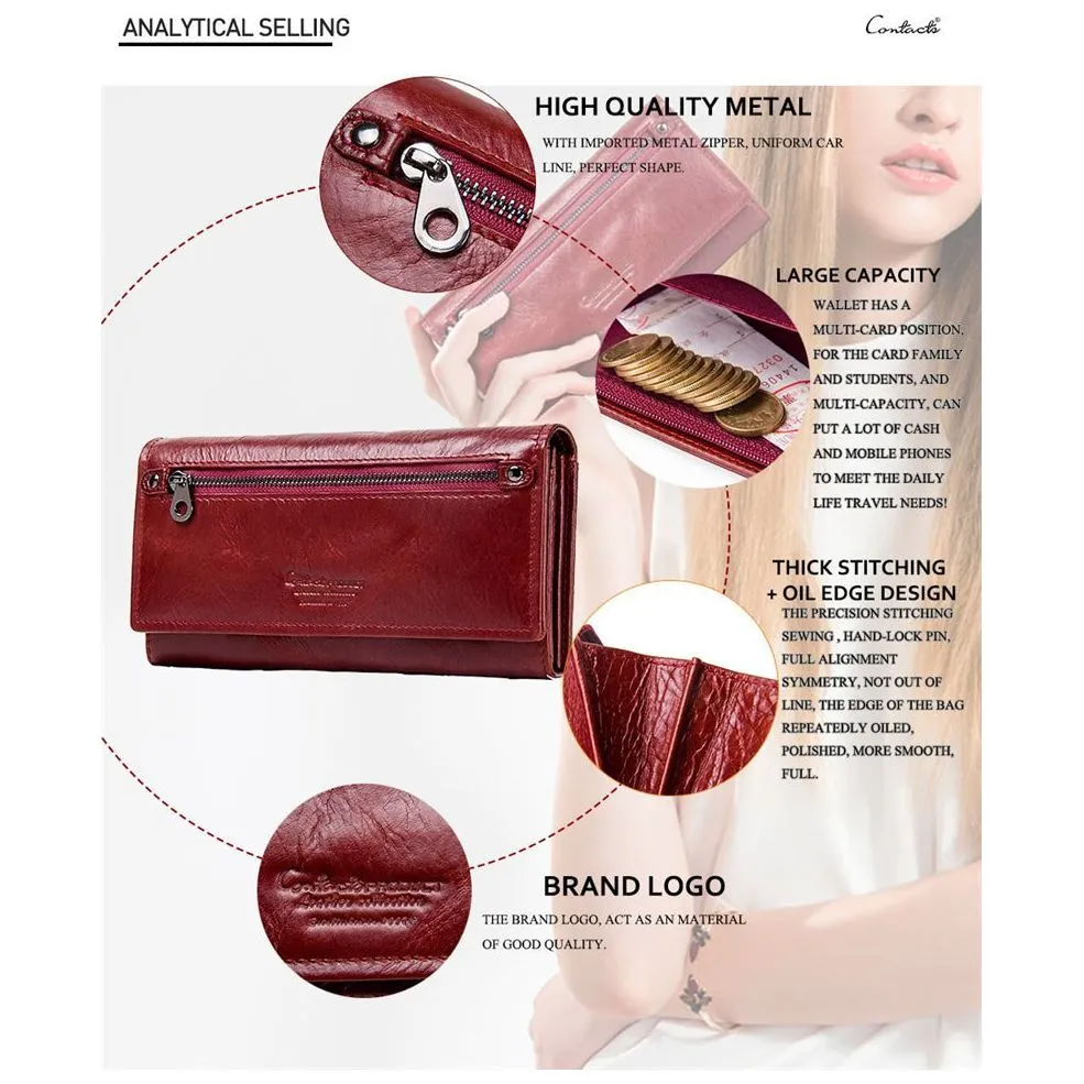 ChicGlam Cowhide Leather Long Wallet