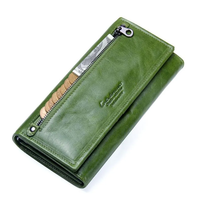 ChicGlam Cowhide Leather Long Wallet