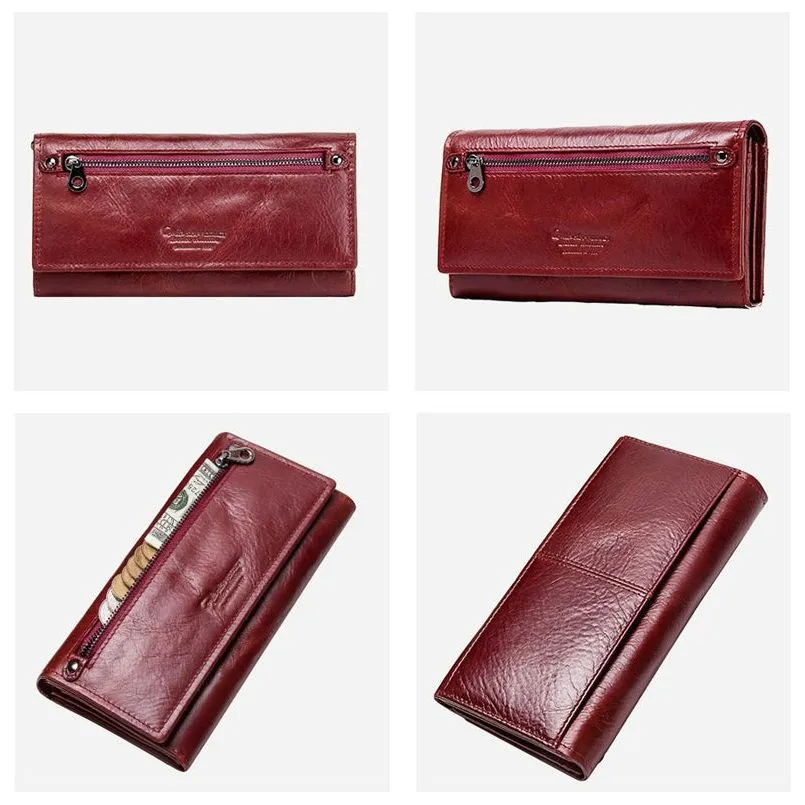 ChicGlam Cowhide Leather Long Wallet