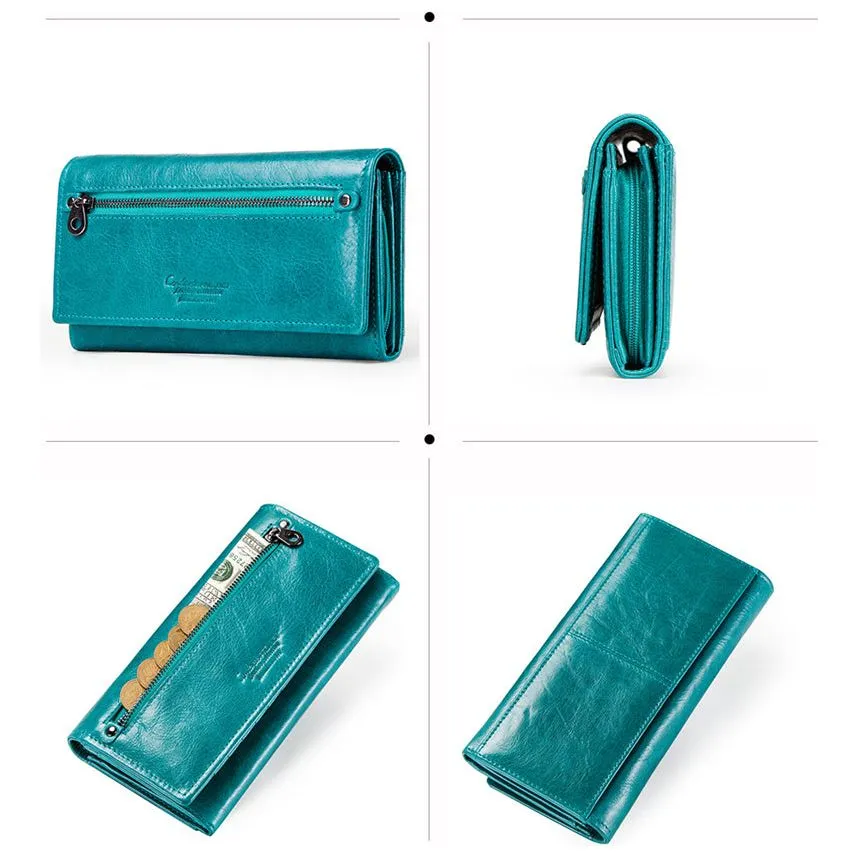ChicGlam Cowhide Leather Long Wallet