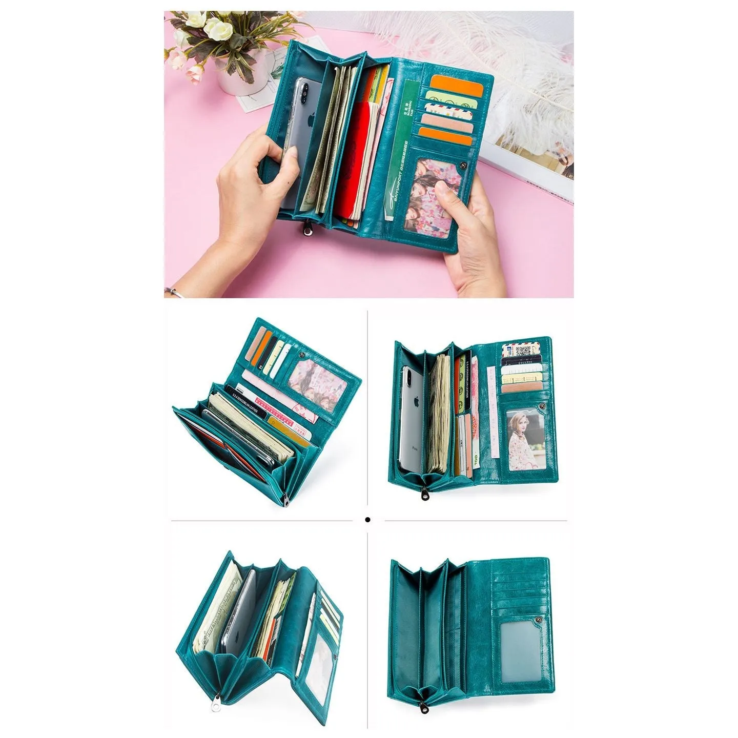 ChicGlam Cowhide Leather Long Wallet