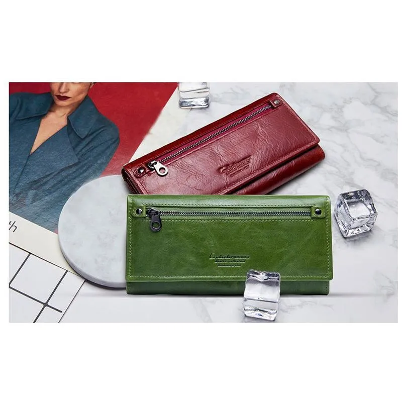 ChicGlam Cowhide Leather Long Wallet