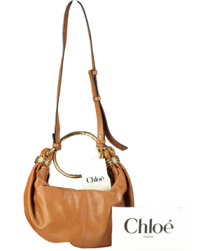 Chlo Tan Leather Bracelet embellished glossed textured-leather shoulder bag