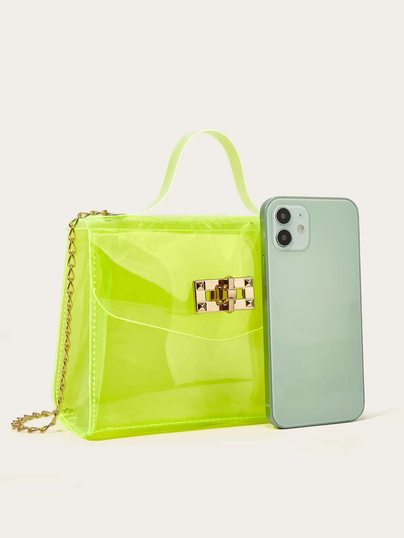 Clear Turn-lock Satchel Bag
