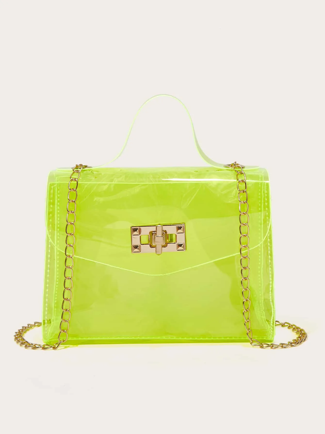 Clear Turn-lock Satchel Bag