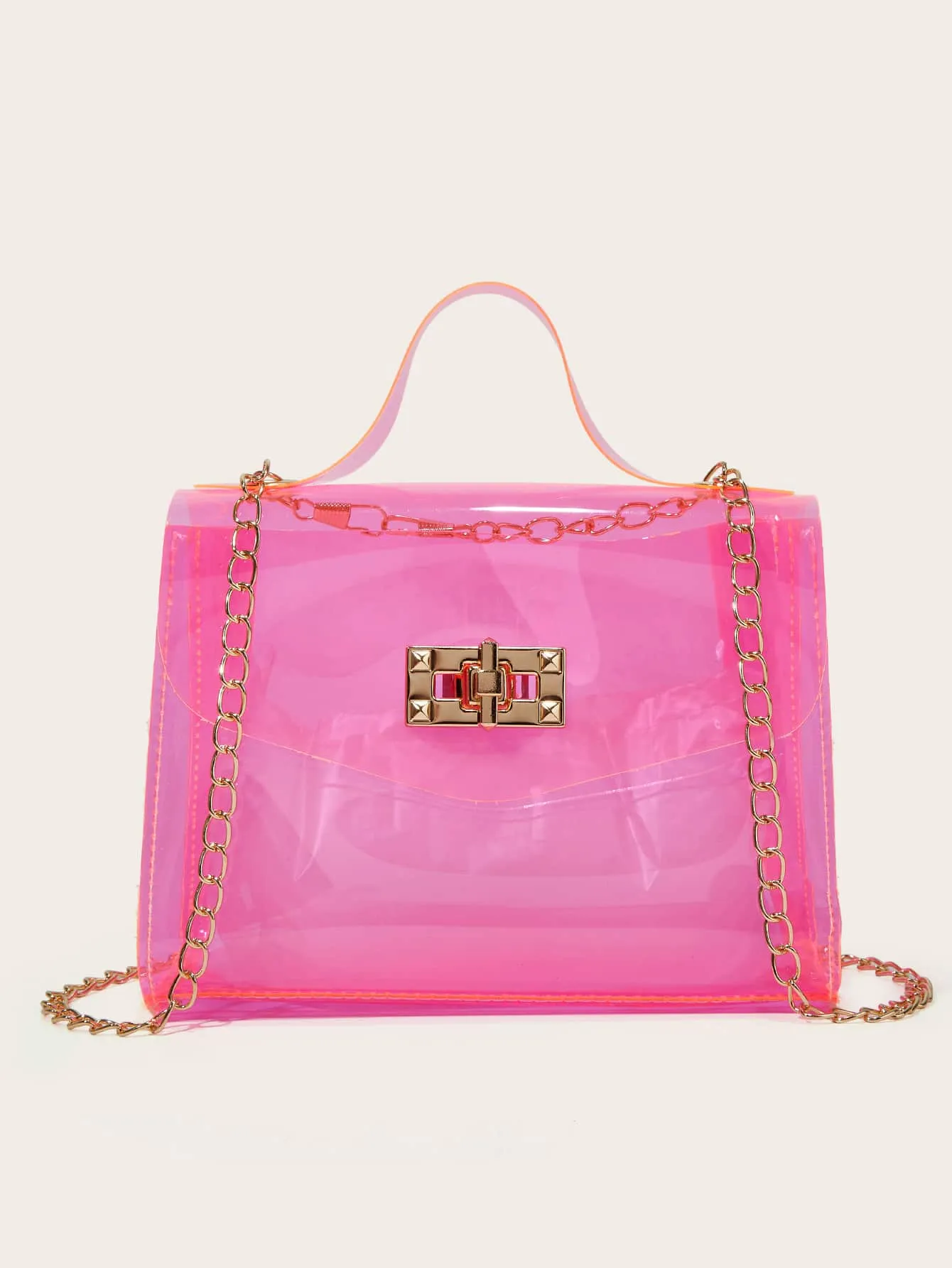 Clear Turn-lock Satchel Bag