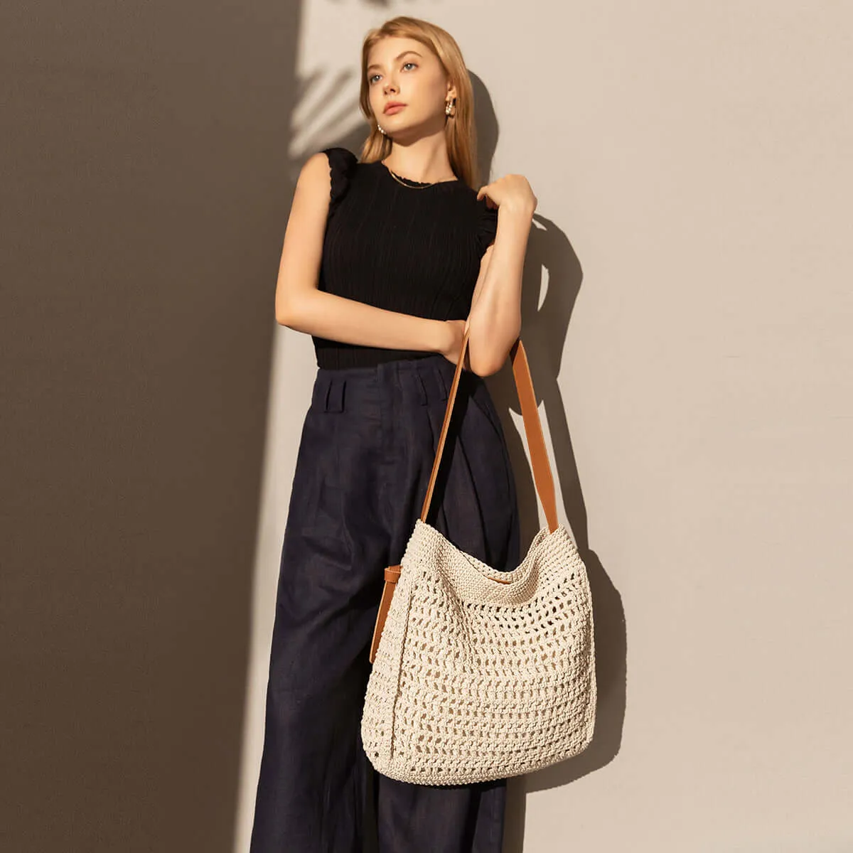 Crochet White Tote Bag