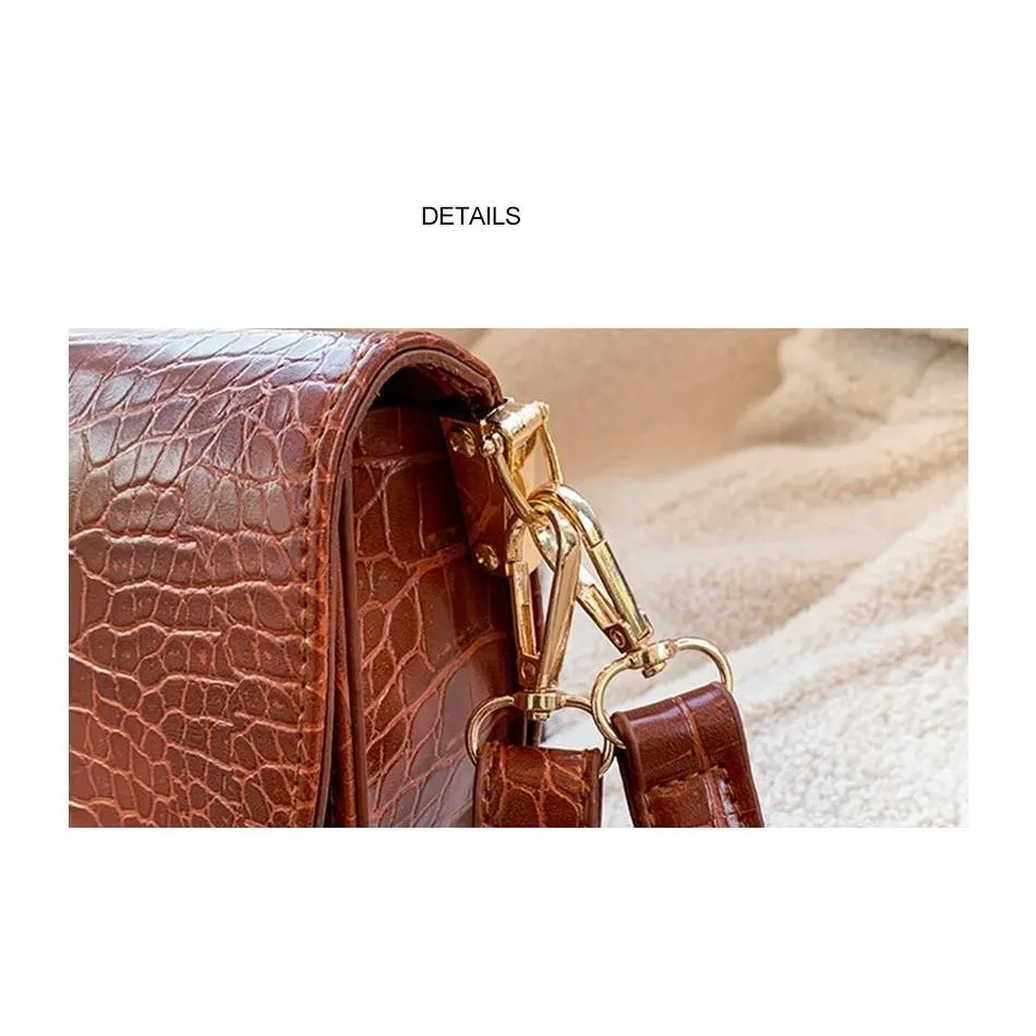 CrocLuxe Exotic PU Semicircle Clutch Bag