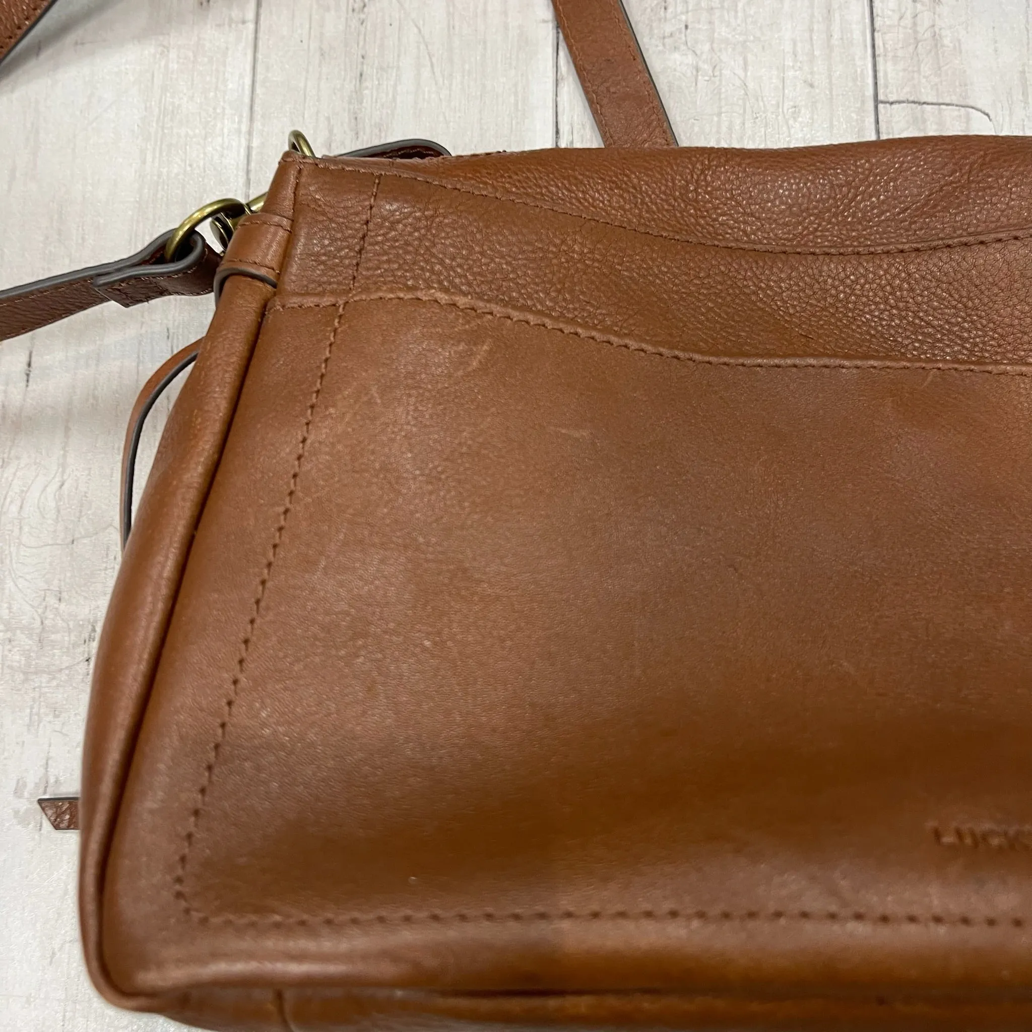 Crossbody Leather By Lucky Brand, Size: Medium