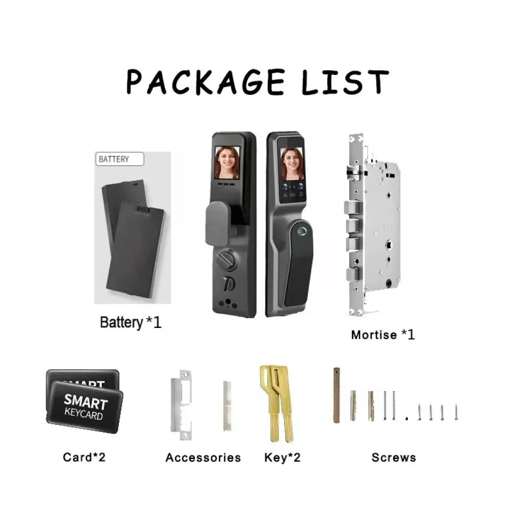 ENERGY- Smart Door Lock Face Recognition Palm Scan Biometric Fingerprint and Remote Wi-Fi App  , Built-in Camera and Doorbell