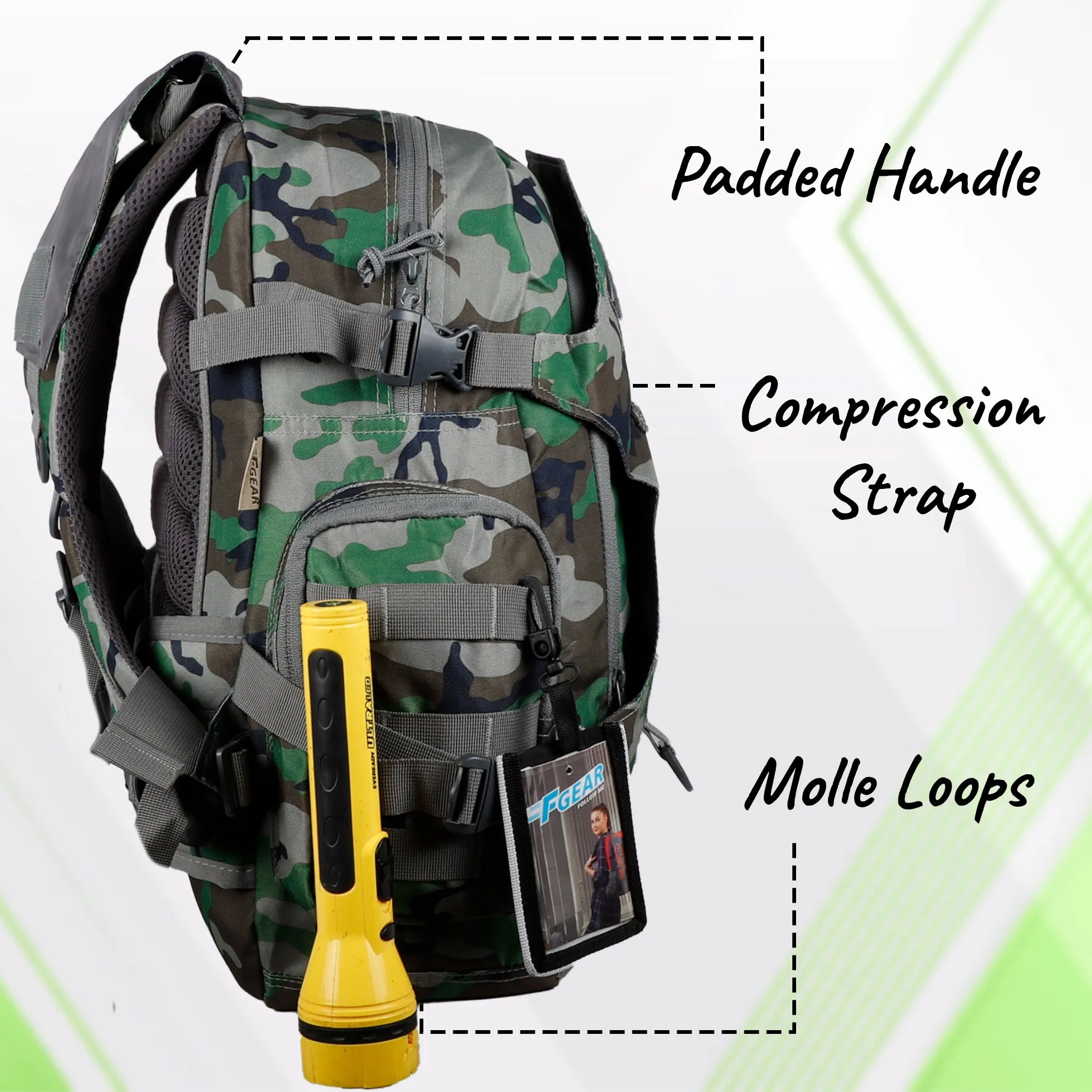 F Gear Military Ambush 32 L Woodland A Camo Rucksack