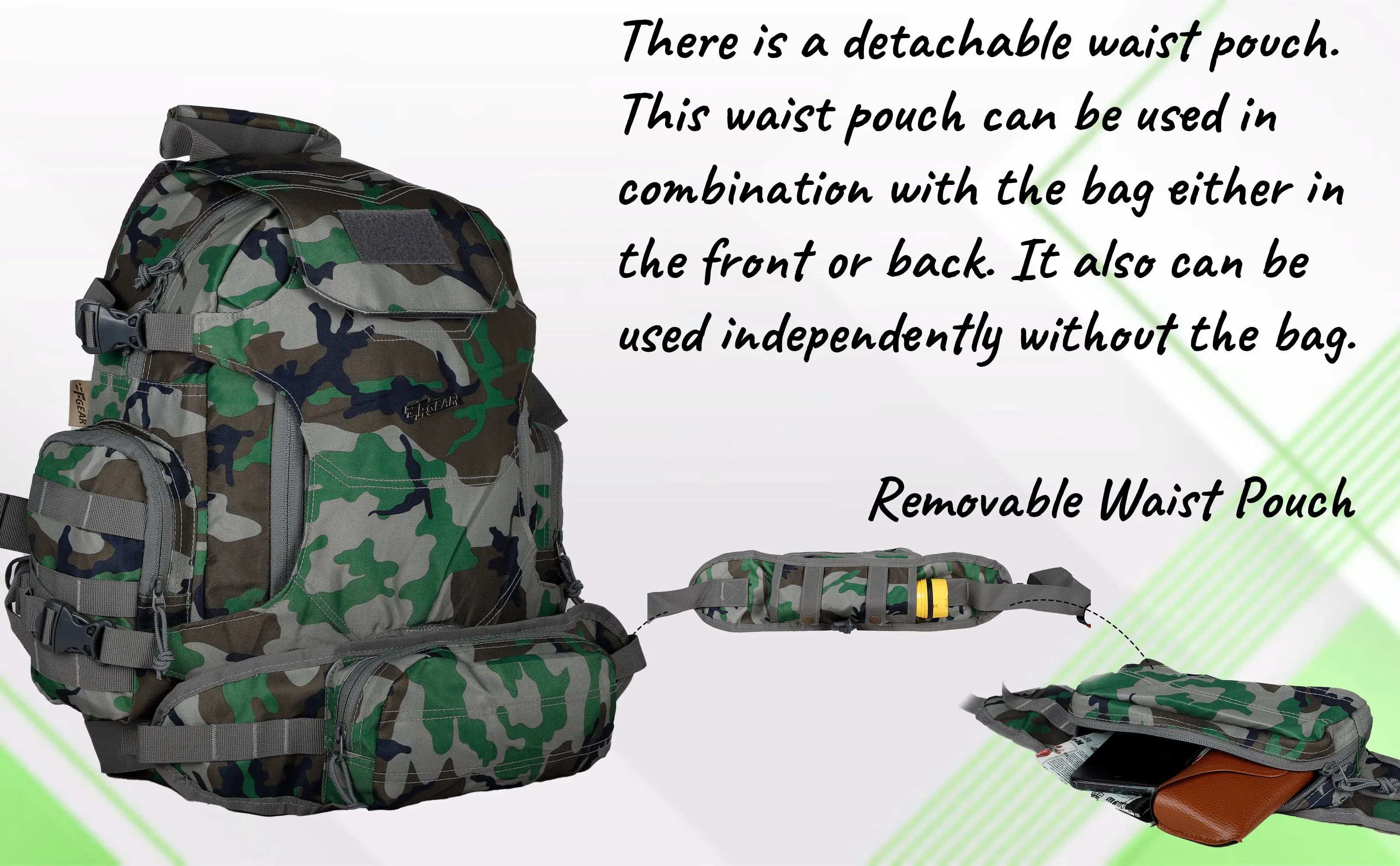 F Gear Military Ambush 32 L Woodland A Camo Rucksack