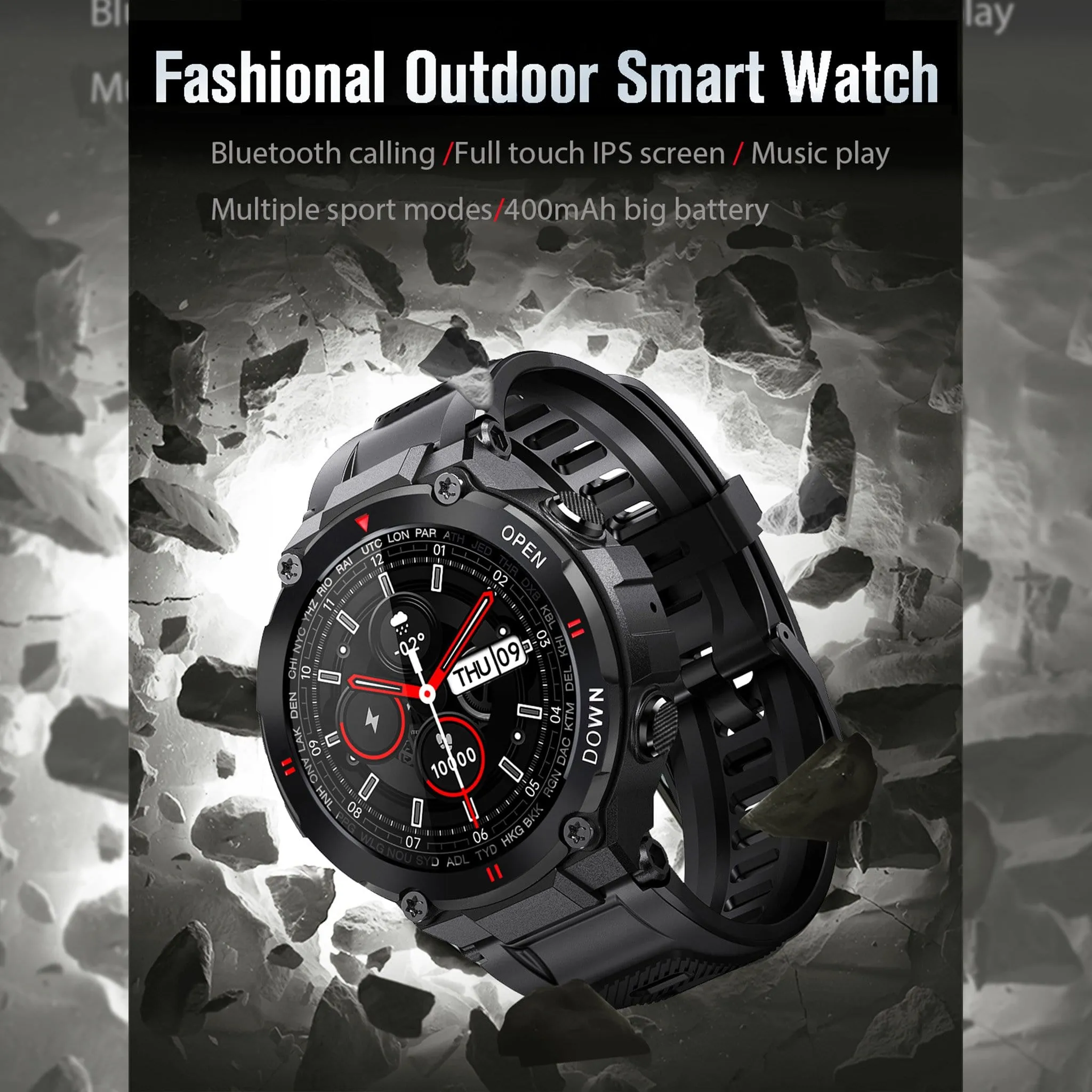 Fashion Combat Bluetooth Calls Doctor Smartwatch Full Touch Screen Music Play