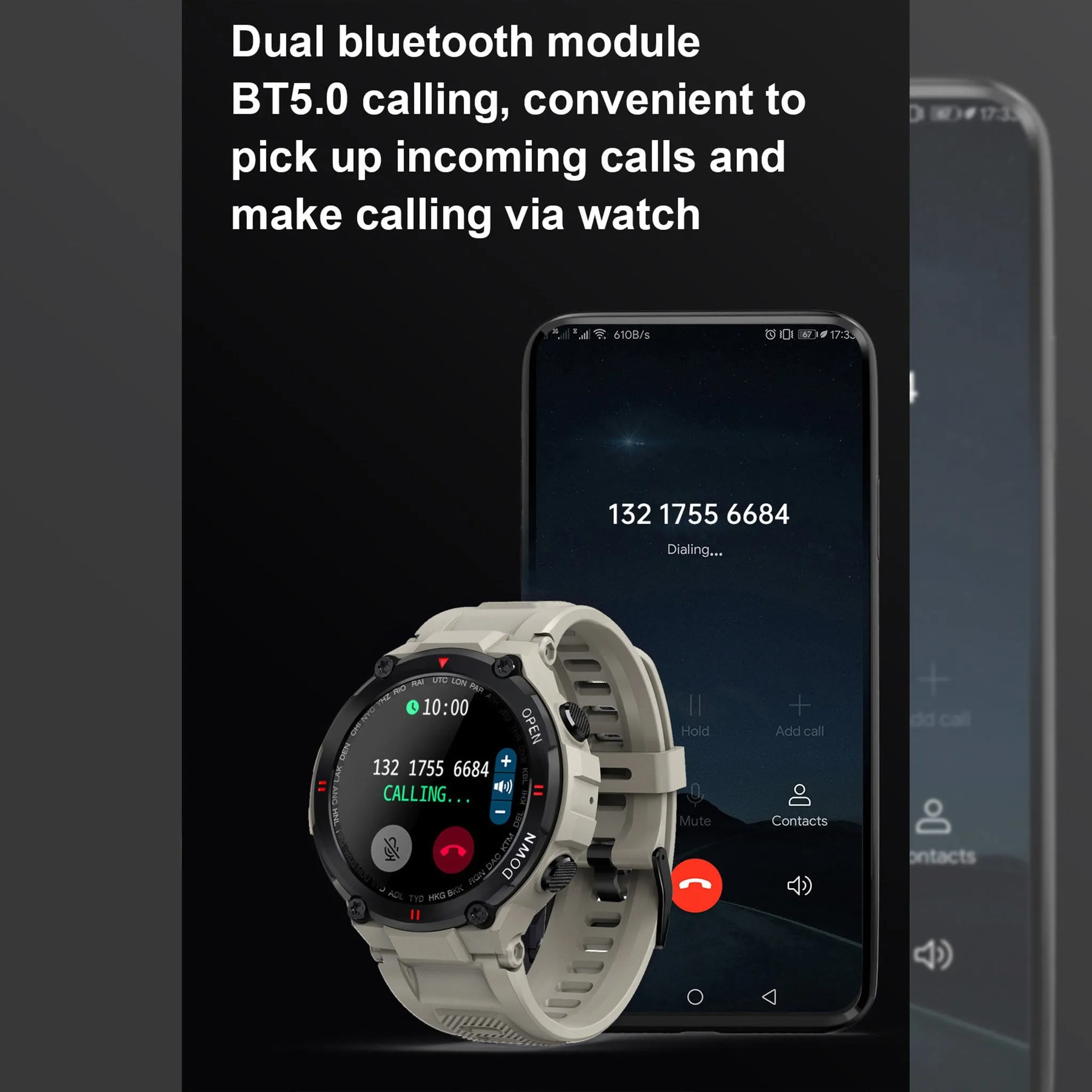 Fashion Combat Bluetooth Calls Doctor Smartwatch Full Touch Screen Music Play