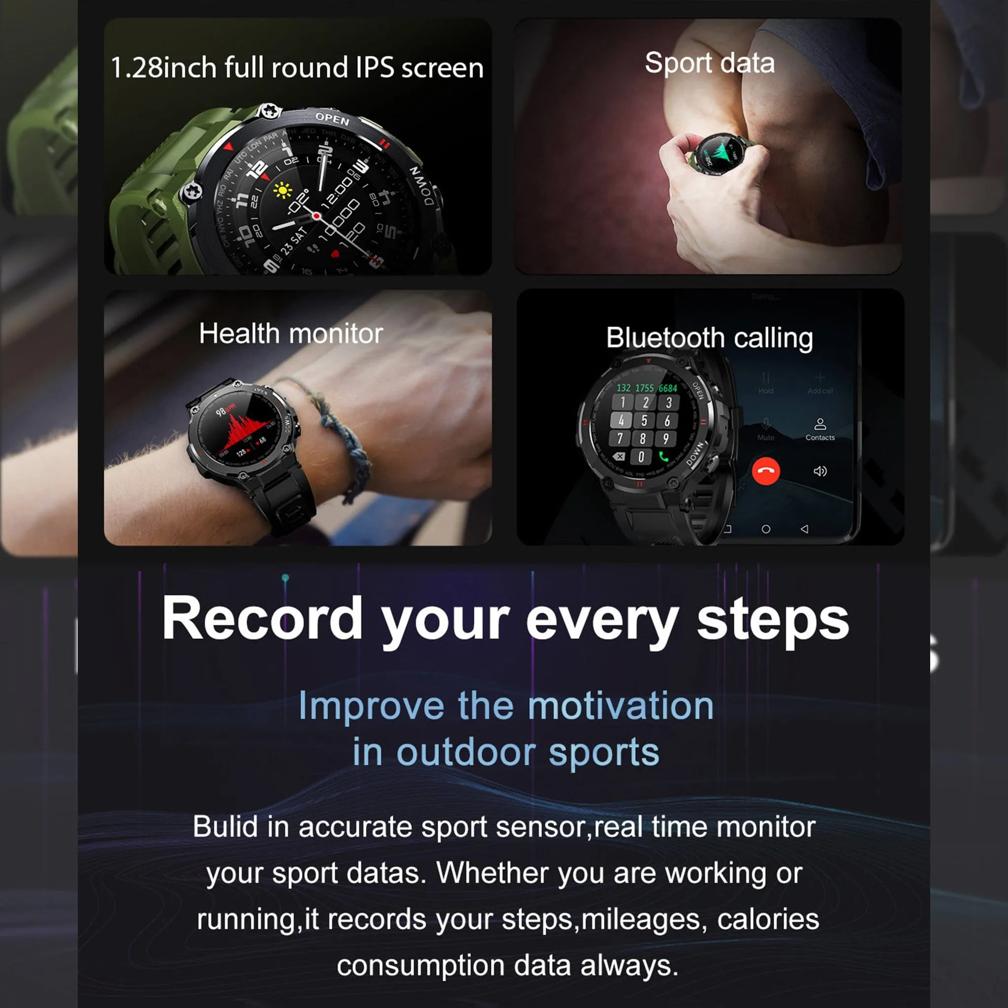 Fashion Combat Bluetooth Calls Doctor Smartwatch Full Touch Screen Music Play