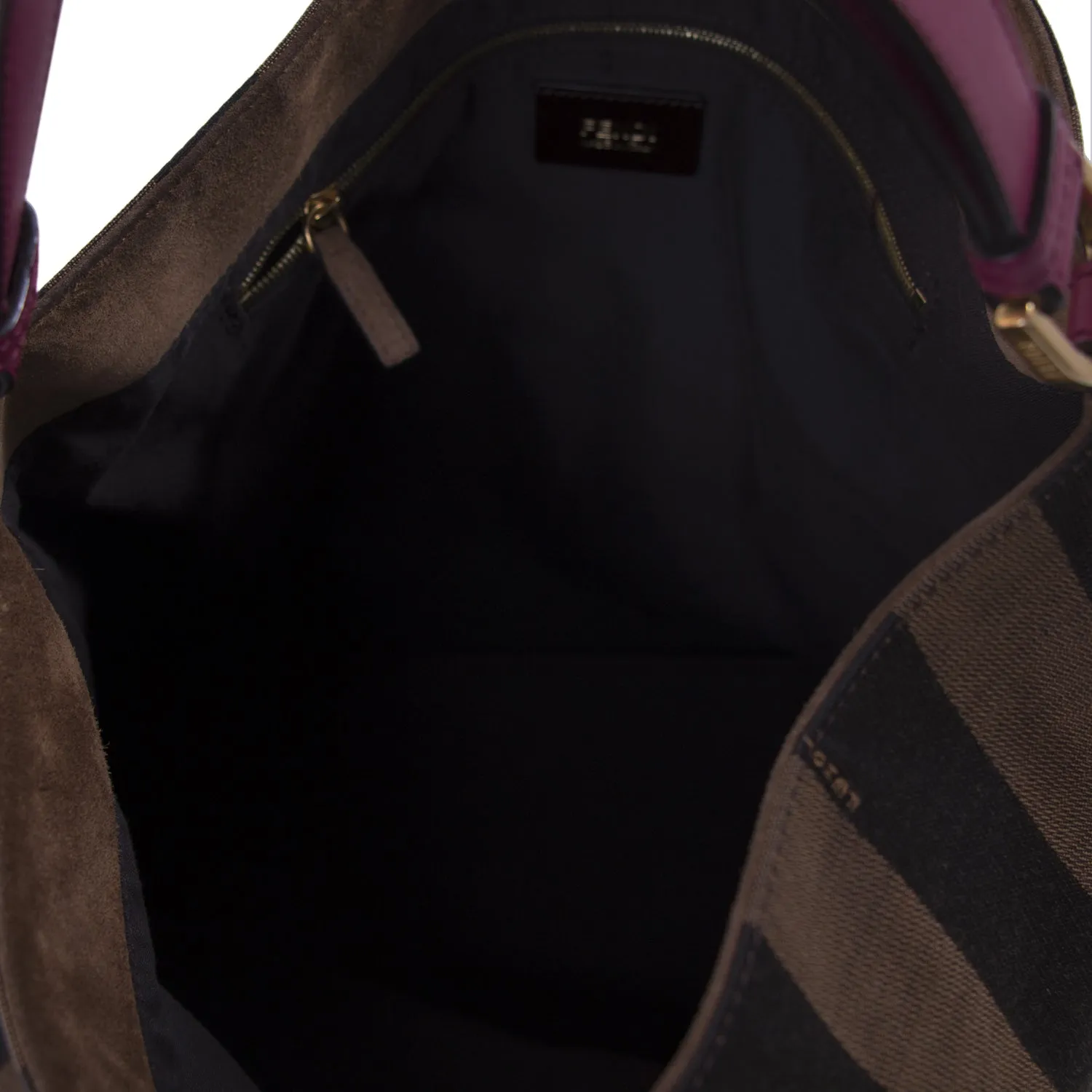 Fendi Leather-Trimmed Pequin Hobo Bag