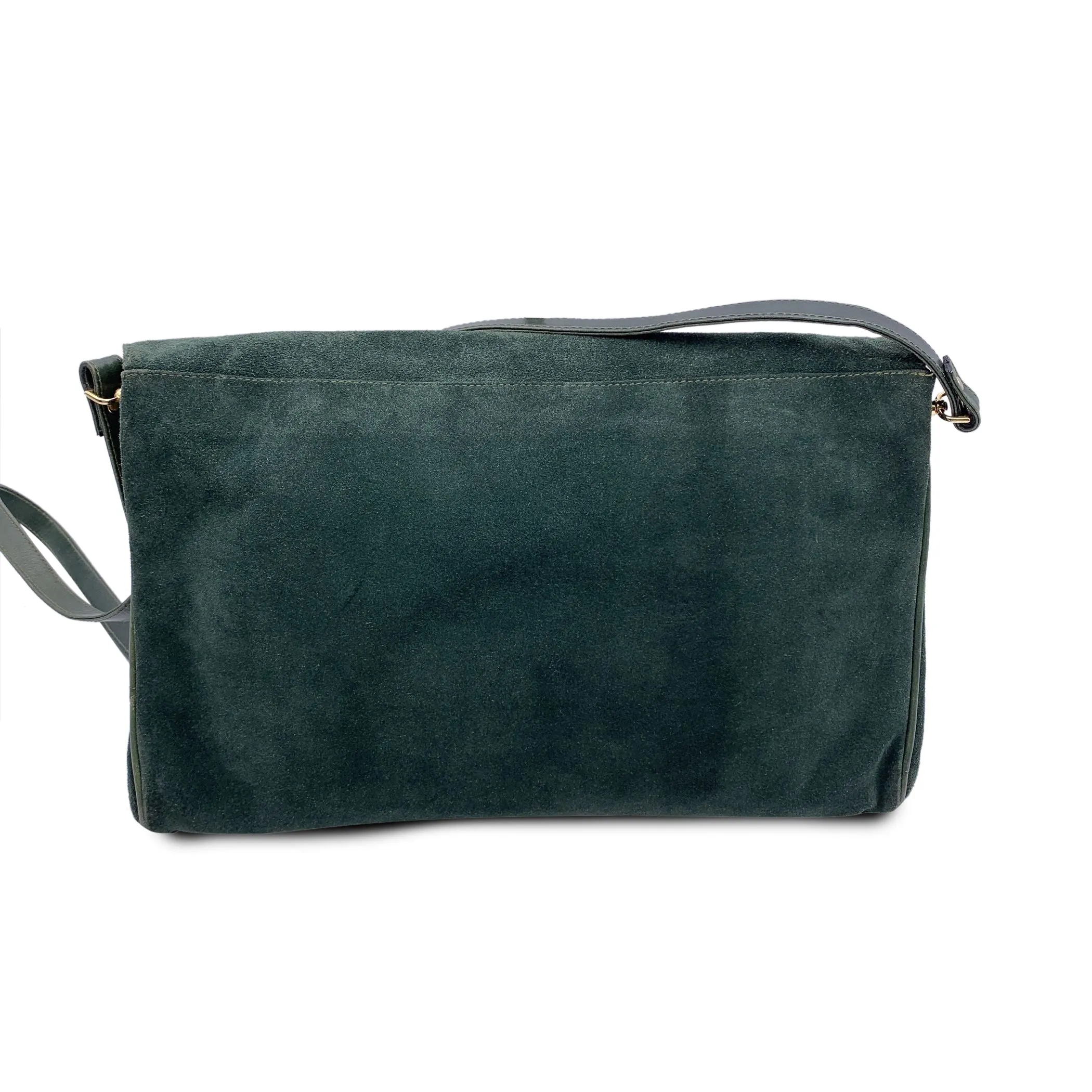 Gianfranco Ferré Vintage Green Suede Convertible Shoulder Bag