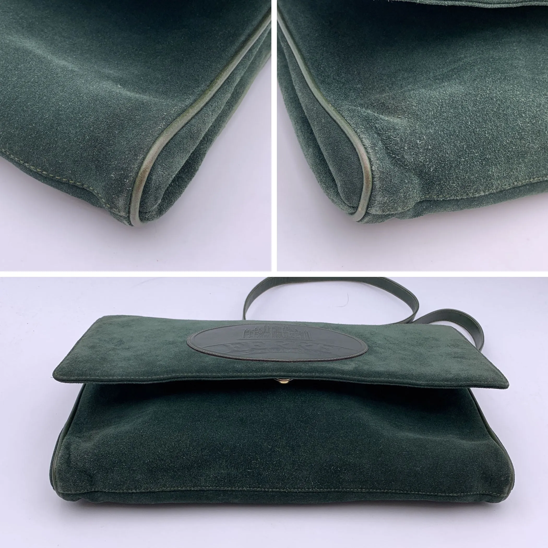 Gianfranco Ferré Vintage Green Suede Convertible Shoulder Bag