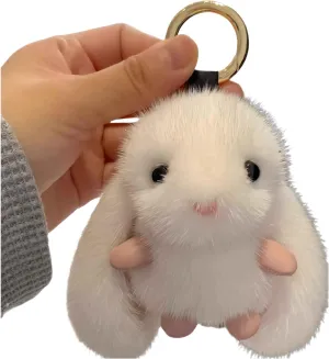 Lefe Liee cute plush bunny keychain for women, kawaii stuffed animal keychain, fluffy white rabbit aesthetic keychain, car key chain accessories stuff