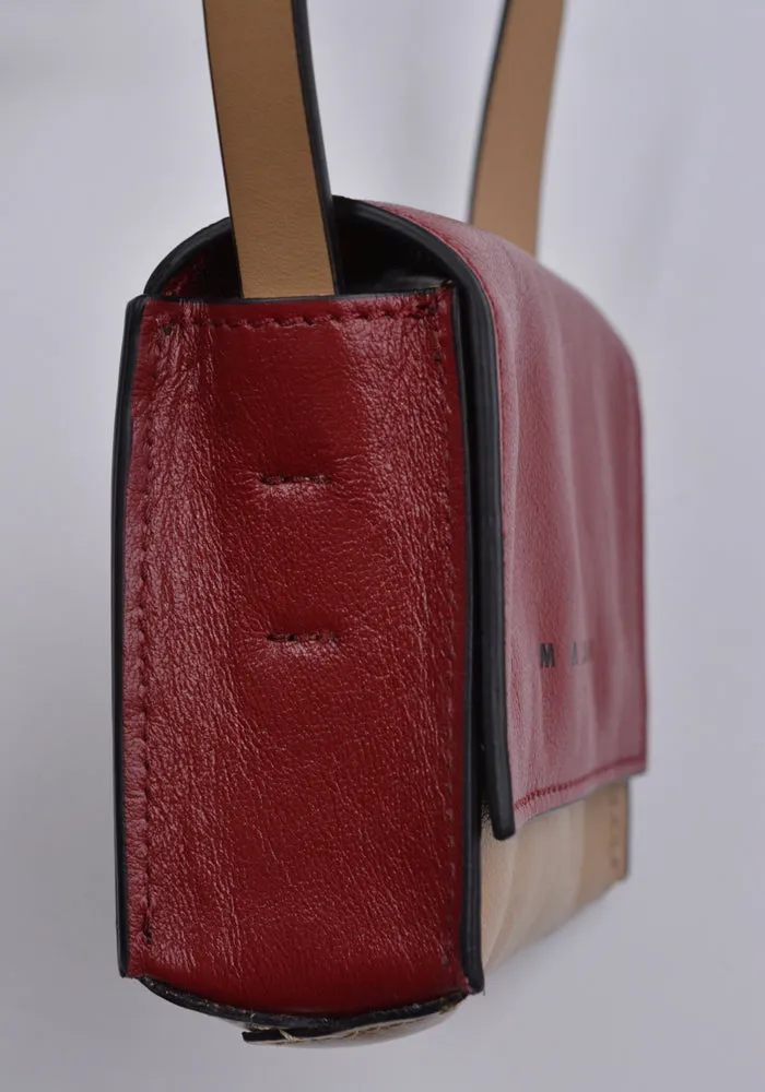 MARNI SBMQ0082U0 MINI MESSENGER BAG RED/BEIGE