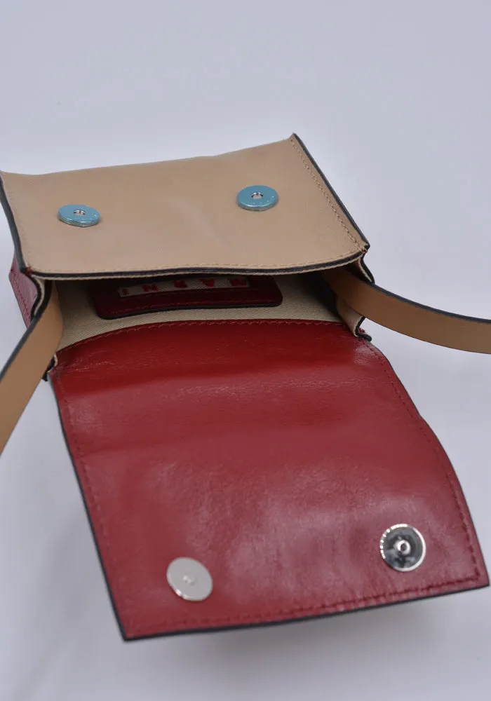 MARNI SBMQ0082U0 MINI MESSENGER BAG RED/BEIGE