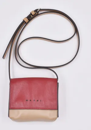 MARNI SBMQ0082U0 MINI MESSENGER BAG RED/BEIGE
