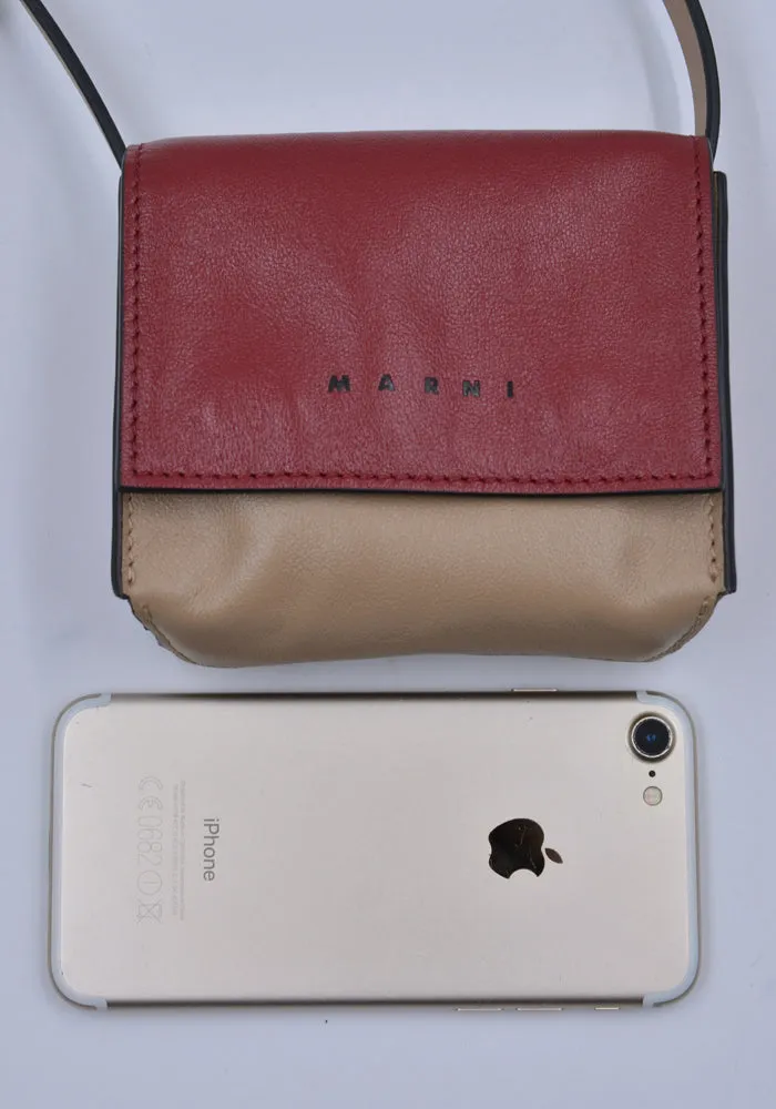 MARNI SBMQ0082U0 MINI MESSENGER BAG RED/BEIGE