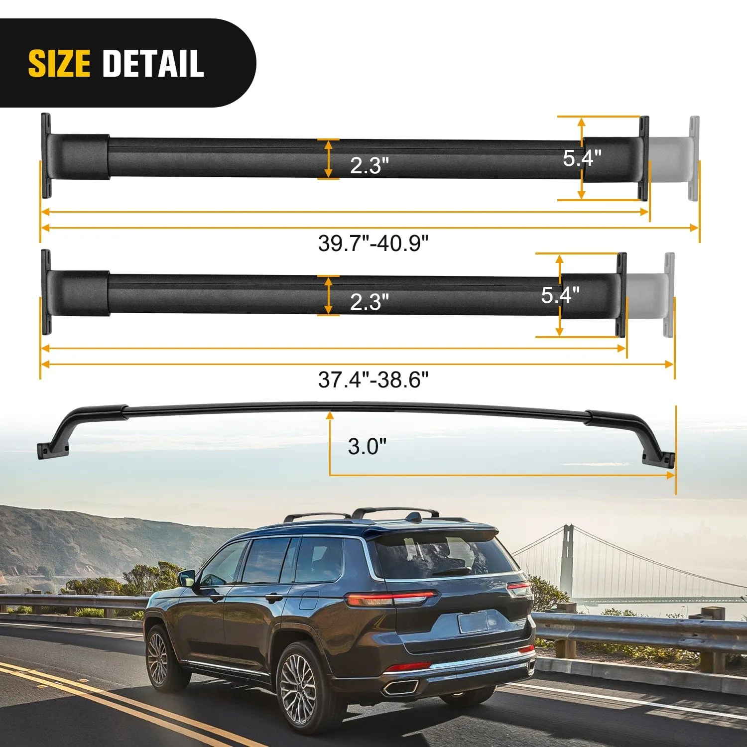 Roof Rack Cross Bars Fit for 2021-2023 Jeep Grand Cherokee L 3-Row & WL 2-Row