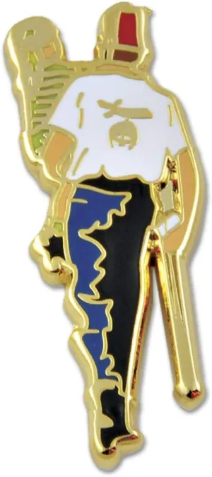 Shriner Silent Messenger Masonic Lapel Pin - [Gold & White][1'' Tall]
