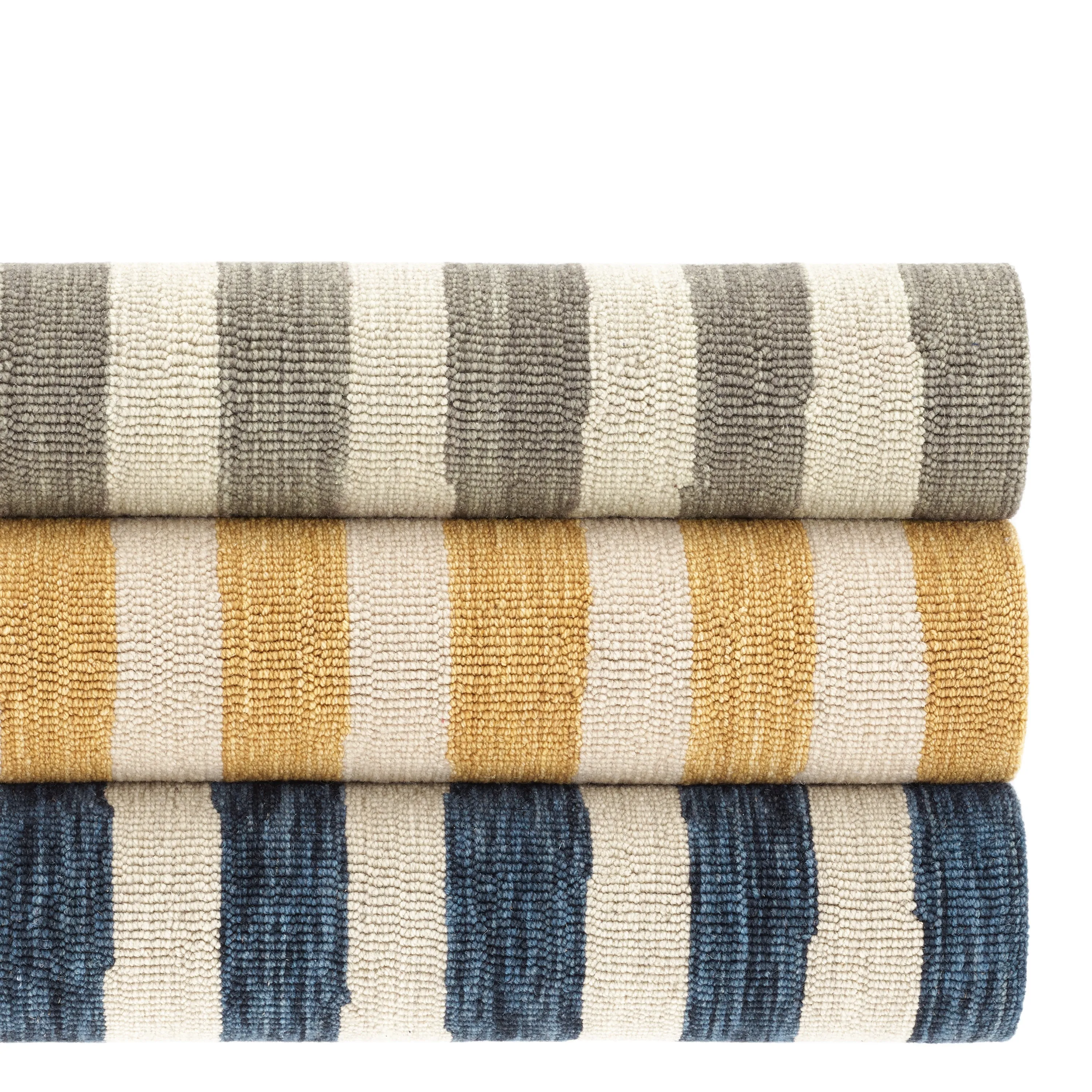 Silas Stripe Navy Hand Micro Hooked Wool Rug