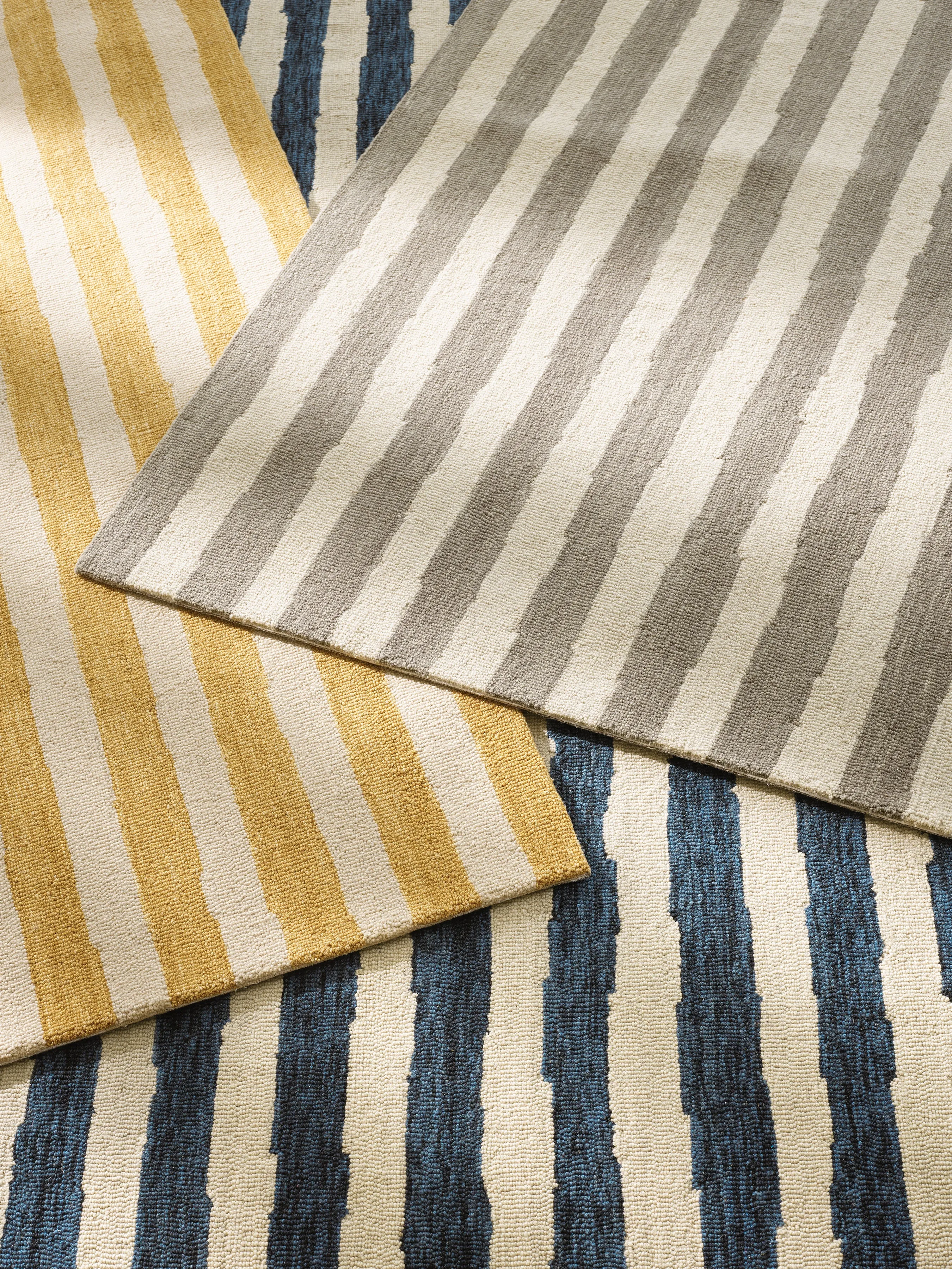 Silas Stripe Navy Hand Micro Hooked Wool Rug