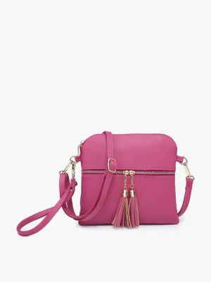 Tara Monogrammable Tassel Zip Crossbody in Fuschia