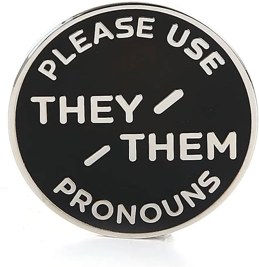 They Them Pronoun Brooch Button Non-Binary Badge Enamel Lapel Pin - NB Pride Genderqueer Gender Identity Pin